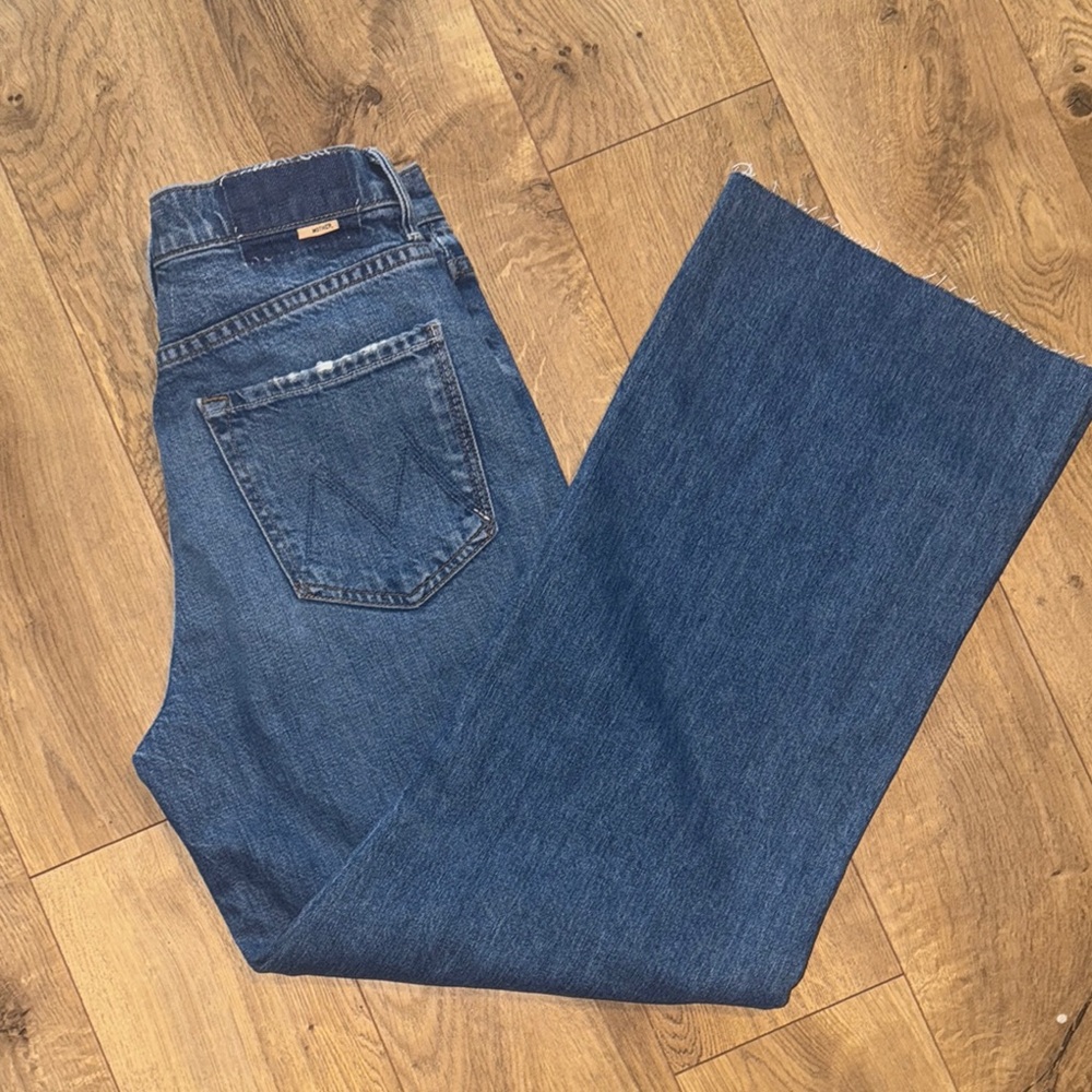 MOTHER Wide Leg Jeans in Deep Blue